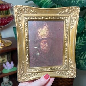 Vintage Rembrandt Man in the Golden Helmet Ornate Gold Frame Wall Art